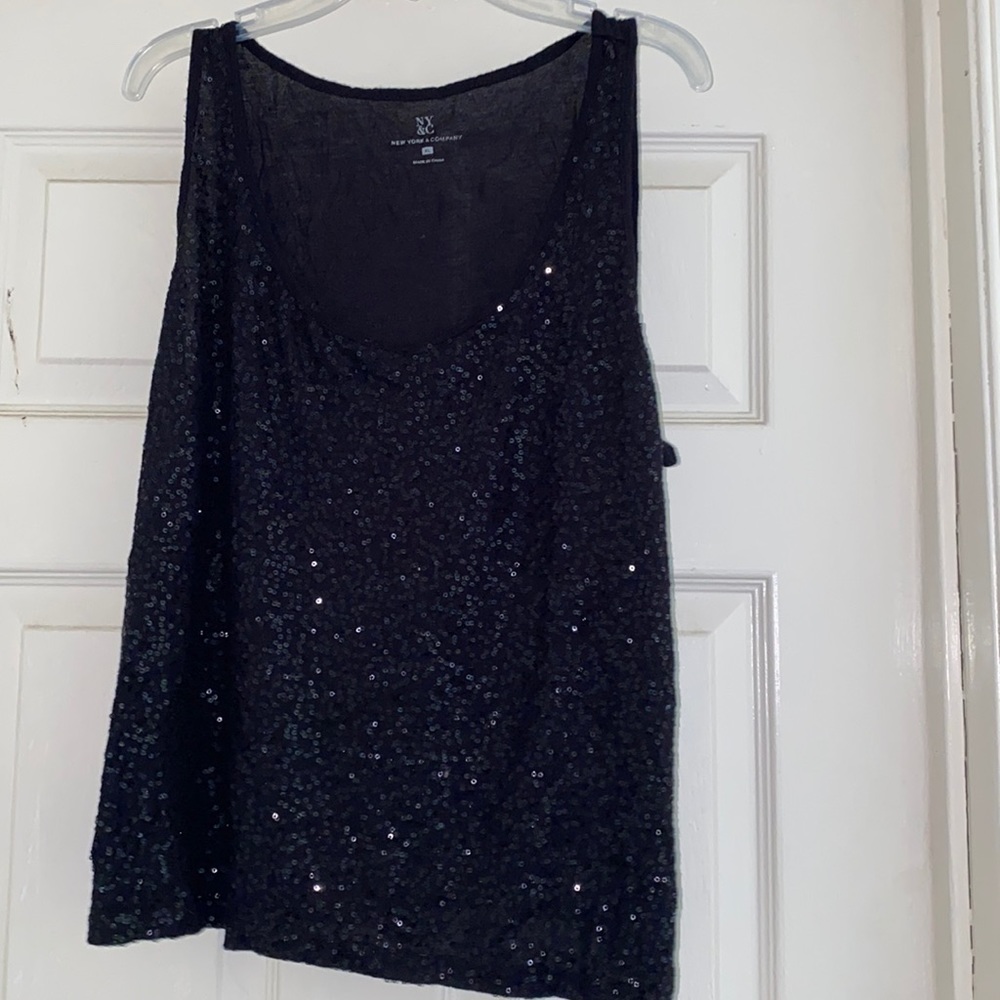 NY&C New York and Company black sequin tank top sz XL
